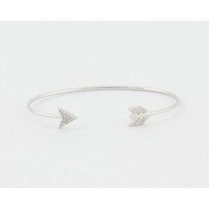 Sterling Silver Arrow Cuff Bangle Bracelet 6 1/2" Adjustable